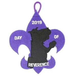 2019 Day of Reverence Boy Scouts Patch Religious Purple Fleur-de-lis - Picture 1 of 2
