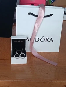 Genuine Pandora Oval Knotted Heart Drop Dangle Earrings -S925 Sterling Silver - Picture 1 of 6