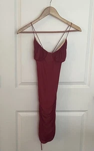 Princess Polly Tight Rouched Red Spaghetti Strap Dress US 6 Mini - Picture 1 of 9