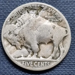 1918 S Buffalo Nickel - ERROR - Lamination Error - Circulated #94560 - Picture 1 of 2