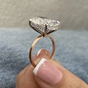 Women Diamond Ring Oval VS1 E IGI Certified 10.2 Carat Labcreated 18K Rose Gold - Picture 1 of 13