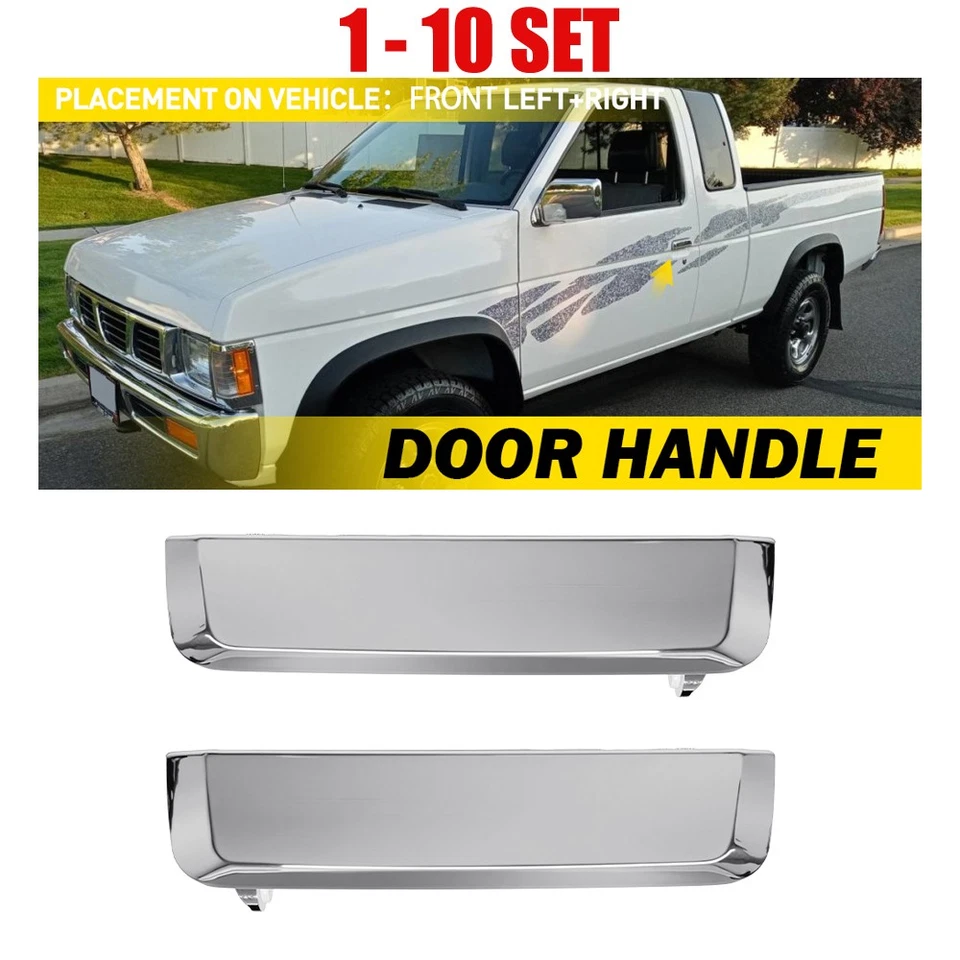 2-20X 前左 + 右镀铬门把手外适用于 1995 - 1997 年日产皮卡 XE — 第 1/4 张图片