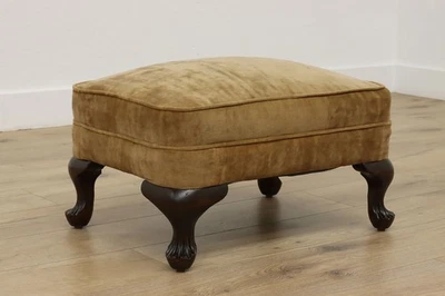 Georgian Vintage Footstool Carved Mahogany Legs #55380 - Image 1 of 4