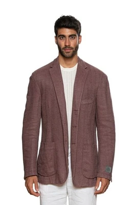 1780$ BELVEST Wine Washed Linen Cotton Herringbone Jacket 46 US / 56 EU 7R - Image 1 of 4