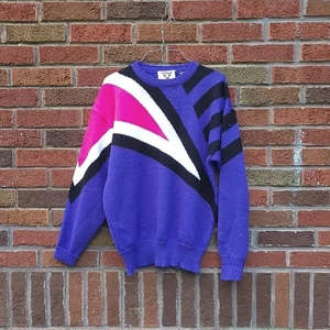 Suéter Geométrico Tejido Mezcla Lana Tirolia Años 70 a 80 De Colección / L a XL - Imagen 1 de 7