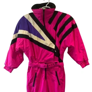 Vintage 80s Tyrolia by Head Womens One-Piece Ski Suit Size 8 Pink Purple - Picture 1 of 11