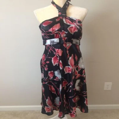 Sexy vestido de cóctel halter floral para mujer Donna Ricco 100 % seda talla 10** Foto 1 de 4
