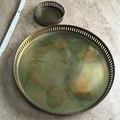 Zwei runde Messing Tablett Jugenstil Indien - Bild 1 von 4