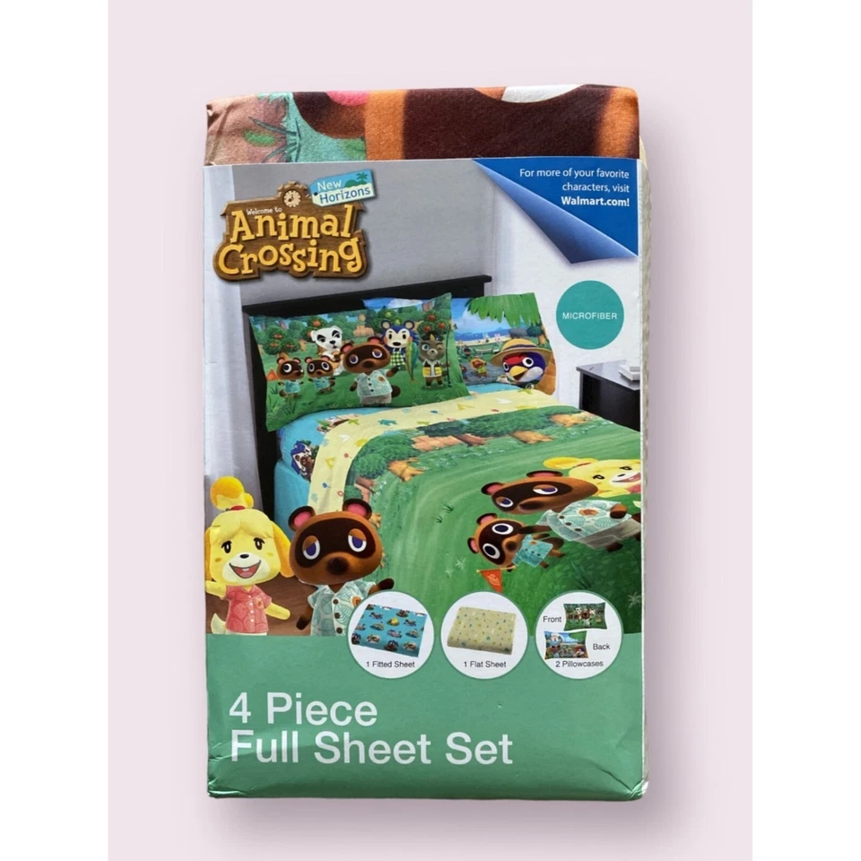 Animal Crossing 4 Piece Full Sheet Set Horizons Nintendo Authentic