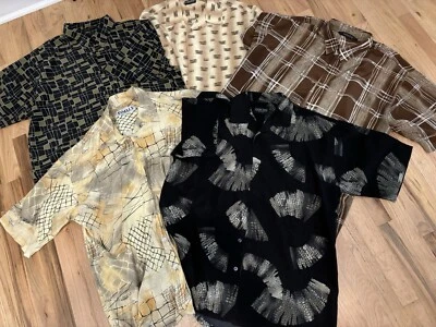 LOTE DE 5- Camisas masculinas estampadas vintage com botões tamanho XL - Imagem 1 de 4