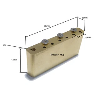 Brass guitar tremolo sustain block including screws 11.3 - 56.4 string spacing - Picture 1 of 6