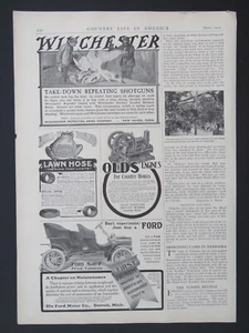 Orig. 1905 9x13 Winchester Shotgun, Colt, Ford, Olds, Mercedes, Autowerbung 2-seitig - Bild 1 von 2