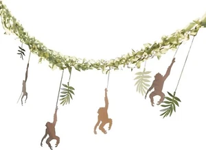 Ginger Ray Safari Jungle Themed Monkey & Leaf Hanging Backdrop, Packaging Imperf - Picture 1 of 2
