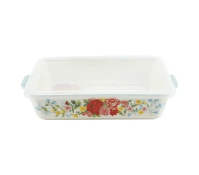 Pioneer Woman ~ SWEET ROSE ~ 8.7 x 12.8 x 2.56 ~ Stoneware Baker w/Cover - Image 1 of 4