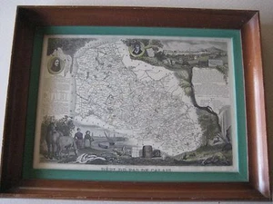 OLD MAP OF THE DEPARTMENT DU PAS DE CALAIS, FRANCE ETCHING PRINT, HAND COLORED - Picture 1 of 11