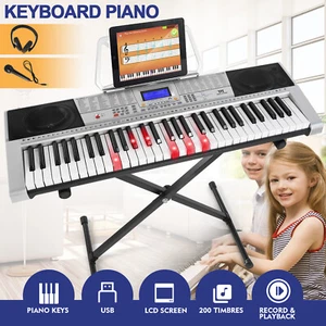 61 Lighted Keys Electric Keyboard Piano w/ LCD Screen, Headphone, Microphone - Picture 1 of 12