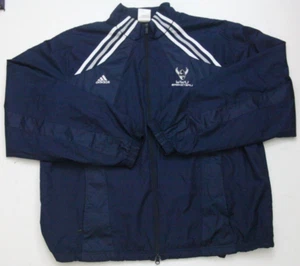 XL Adidas Blue & White Athletic Jacket Coat Zipper Solid Mans Polyester 1116 - Picture 1 of 5