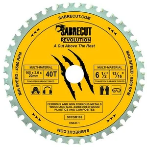 SabreCut 165mm Multi-Material Circular Saw Blade For Bosch, Wood Metal Plastics - Picture 1 of 5
