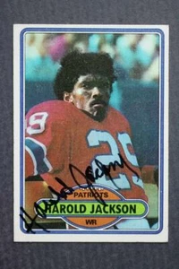 Tarjeta de fútbol americano Topps 1980 de los New England Patriots Harold Jackson firmada autografiada- - Imagen 1 de 1