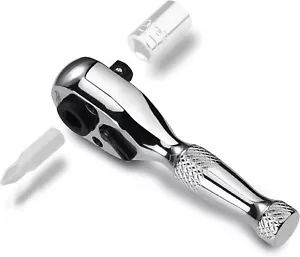 DURATECH 1/4-Inch Stubby Ratchet Wrench Socket & Bit Driver 72Tooth Chrome Alloy - Picture 1 of 8