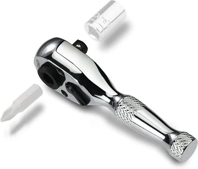 DURATECH 1/4-Inch Stubby Ratchet Wrench Socket & Bit Driver 72Tooth Chrome Alloy - Image 1 of 4