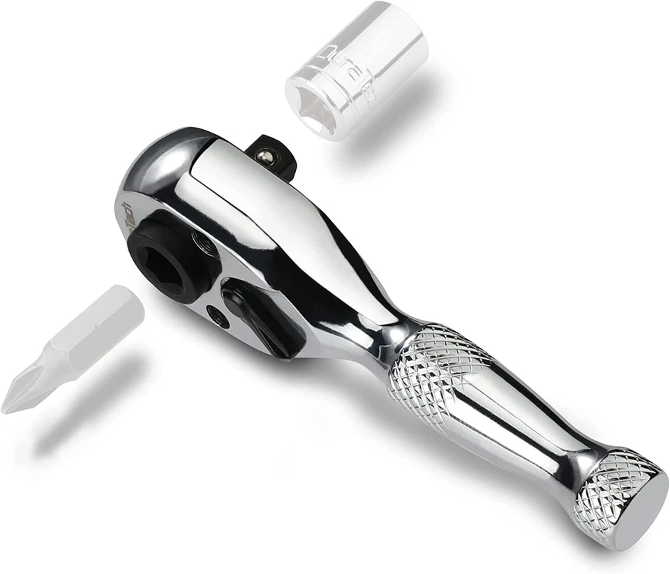 DURATECH 1/4-Inch Stubby Ratchet Wrench Socket & Bit Driver 72Tooth Chrome Alloy - Image 1 of 4