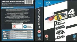 FAST & FURIOUS 2 3 4 - 4 FILME SET BLU RAY AUDIO COVER IN ITALIENISCH SEHR GUTE USA - Bild 1 von 2