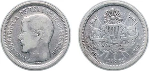 Guatemala 1864 2 Reales Silver 903 VF - Picture 1 of 1