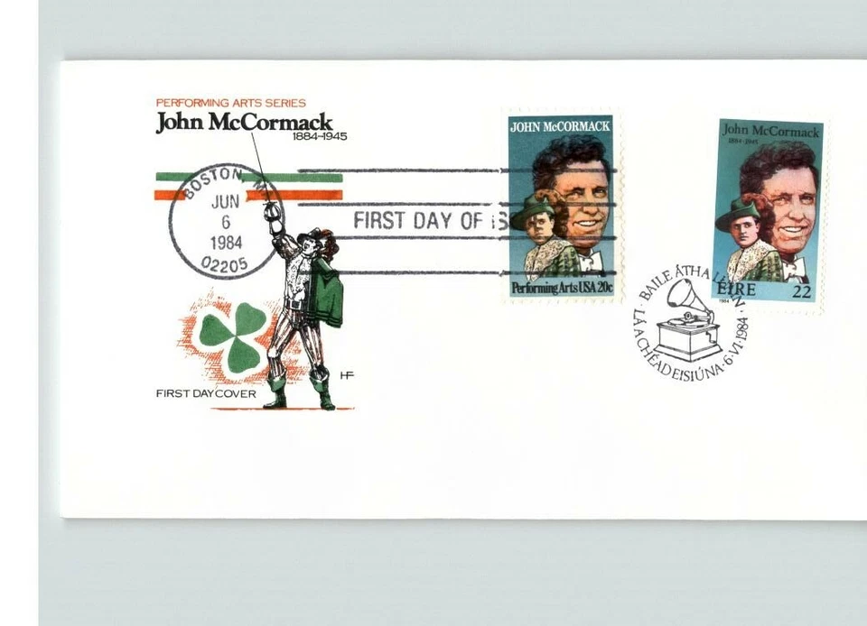 JOINT ISSUE, John McCormack, Irish Tenor, IRELAND and United states, 1984 FDC - Image 1 of 1