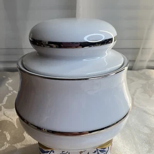 Eschenbach Bavaria-Germany White And Silver Sugar Bowl - Picture 1 of 14