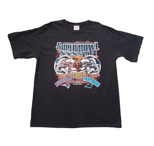 Vtg NFL Super Bowl XXXVIII Patriots VS Panthers Mens T Shirt Large Black Graphic - Picture 1 of 13