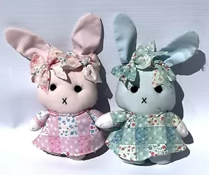 Applause Calico Bunny set di 2 coniglietti vintage 1982 rosa e blu - Foto 1 di 7