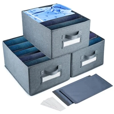 Foldable Washable Wardrobe Jean Organizer for Closet - Gray 3 Pack - Image 1 of 4