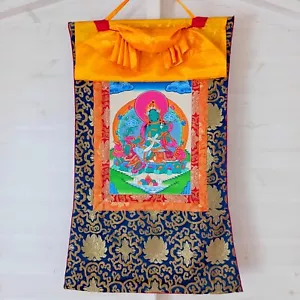 Pintura Thangka Arte Tara Verde | 82cm x 53cm - Imagen 1 de 5