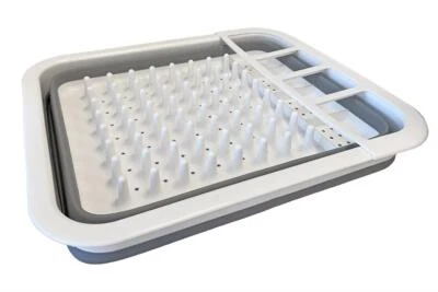 Faltbarer Geschirrtrockner weiß/grau mit Wasserbehälter Camping Wohnmobil WoMo - Bild 1 von 3