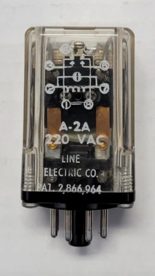 Line Electric A-2A Relay 220VAC 8 Pin PAT.2,866,964 - Image 1 of 4