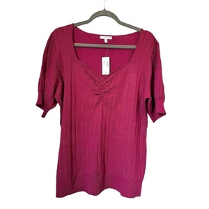 MAURICES Knit Top Women’s XL Fuchsia Short Sleeve Sweater Shirt NWT Workwear - Picture 1 of 12