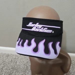 Harley-Davidson Motorcycles Embroidered Black & Purple Cotton Visor Hat Flames - Bild 1 von 7