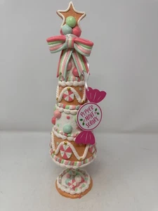 Peppermint Square Christmas Village Tree, Candyland Theme, Pink & Green 14", NEW - Picture 1 of 9