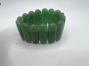 Brazalete elástico ovalado aventurina verde facetado de 8 pulgadas 20x10x6 mm - Imagen 1 de 3