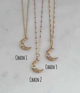 Gold Crescent Moon Necklace Opal Necklace Gold Celestial Necklace Moon Charm - Picture 1 of 6