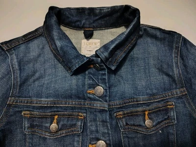 Chaqueta Jean Trucker para Mujer J.Crew Azul Denim Abotonada XS Lavado Oscuro Foto 1 de 4