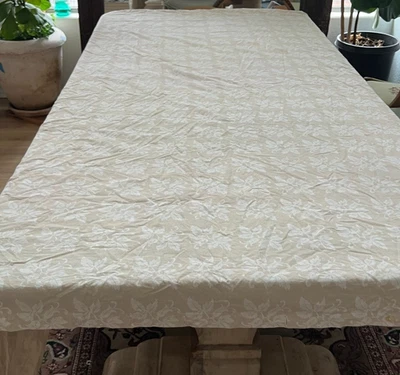 VintageYves Delorme Duvet Cover 88 x 82" Beige Floral Cotton Made in France - Image 1 of 4