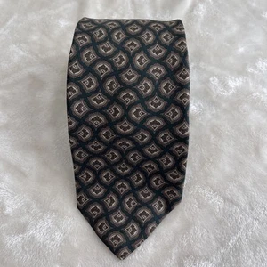 Oscar de la Renta Silk Men's Necktie Black, Brown, Beige Geometric Pattern - Picture 1 of 7