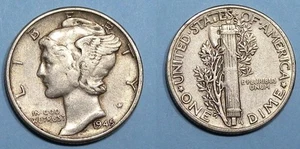 ¡PLATA! ¡PLATA! ¡PLATA! Moneda de diez centavos Mercury 1945 #MX3-60 - Imagen 1 de 1