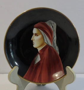 VINTAGE handbemalt Dante Portrait Porzellan Teller Schale SIGNIERT - Italien 6" - Bild 1 von 7