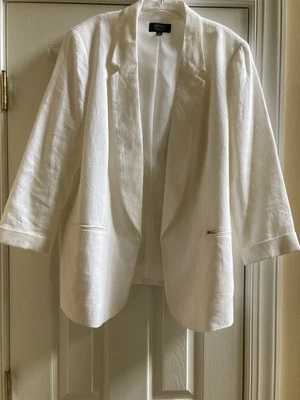 Jones New York Signature - Blazer Mujer Mezcla Lino Blanco Talla Grande Foto 1 de 4
