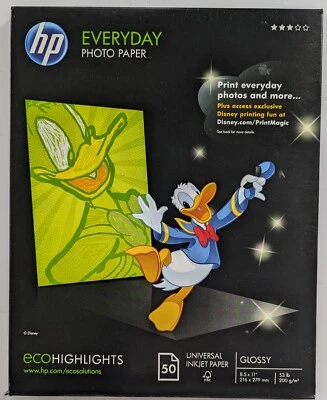 HP Everyday 50 sheet Letter 8.5 x 11-Inch Glossy Photo Paper NEW - Image 1 of 2