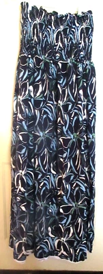 Vestido Solero Calado Tela Rayón Azul Verde Estampado Floral 53" Top hasta el Dobladillo. 30" NUEVO Foto 1 de 2