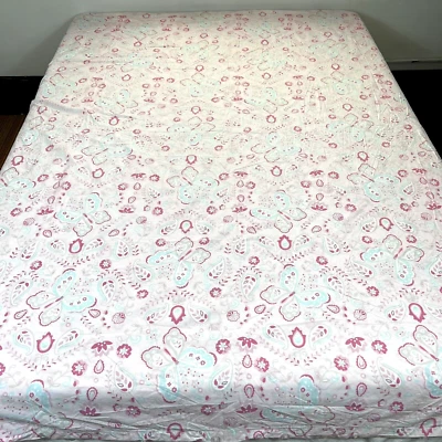 Funda nórdica Pottery Barn Kids Queen Butterfly floral cachemira 86x86 algodón rosa Foto 1 de 4
